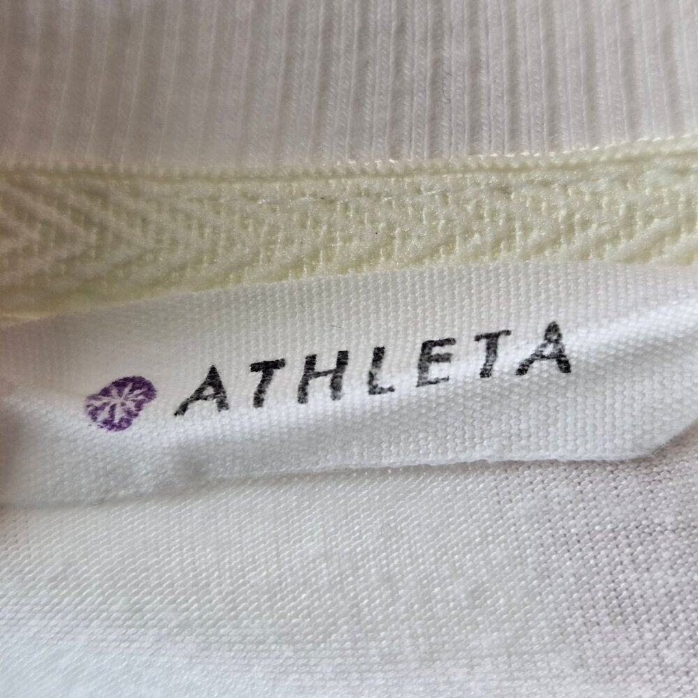 Athleta Size Large White T-Shirt Jersey Knit Dress Ruched Skirt Casual V-Neck - Picture 14 of 16